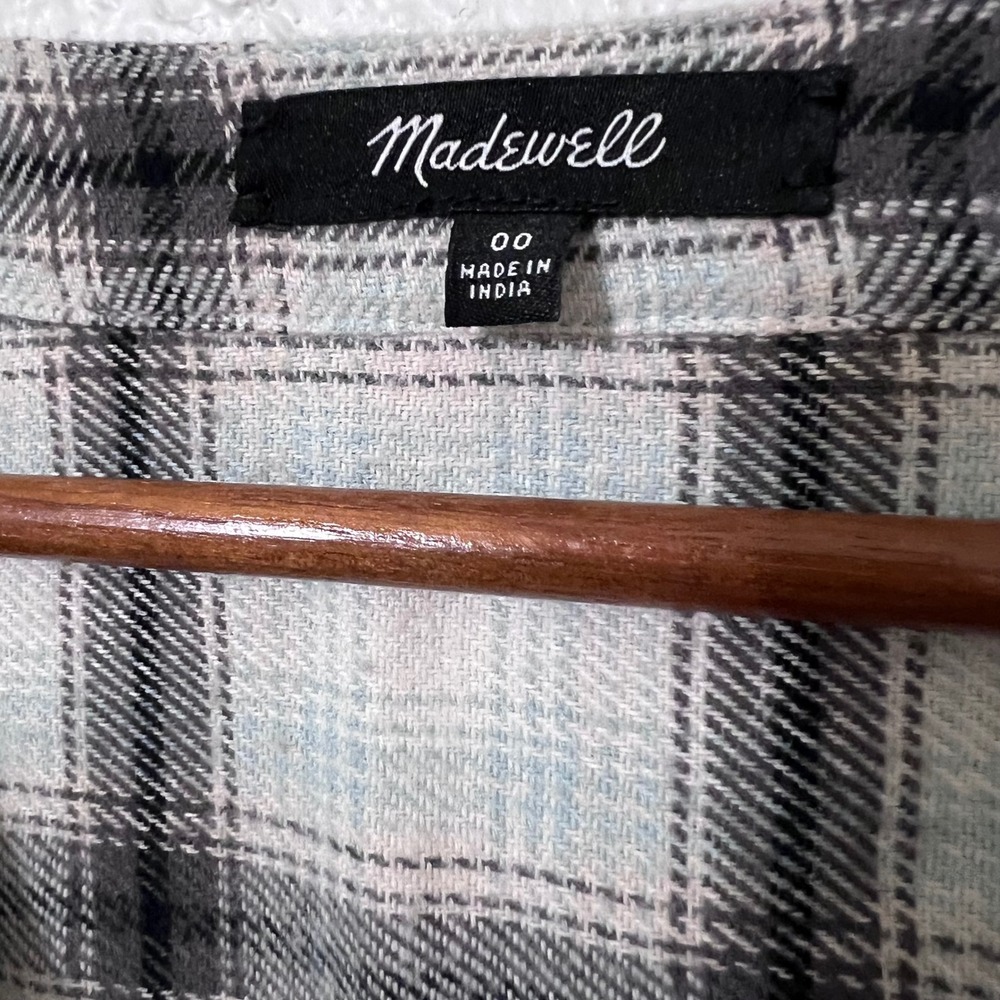 Madewell Flannel Button Front Midi Dress Long Sleeve V Neck Womens Oversized 90s - Picture 8 of 10